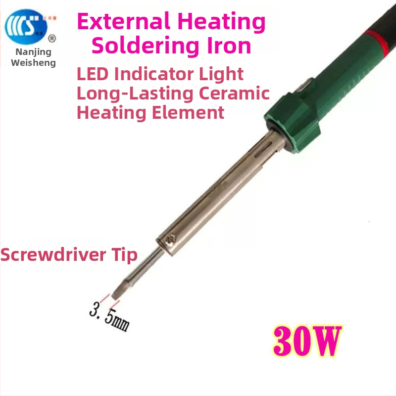 Mājās lietojams lodēšanas instruments 30-60W, 220V ar gumijas rokturi — lodēšanas pildspalva ar galiem: izliekts, taisns, plakans un potkovveidīgs (modelis WS-708)