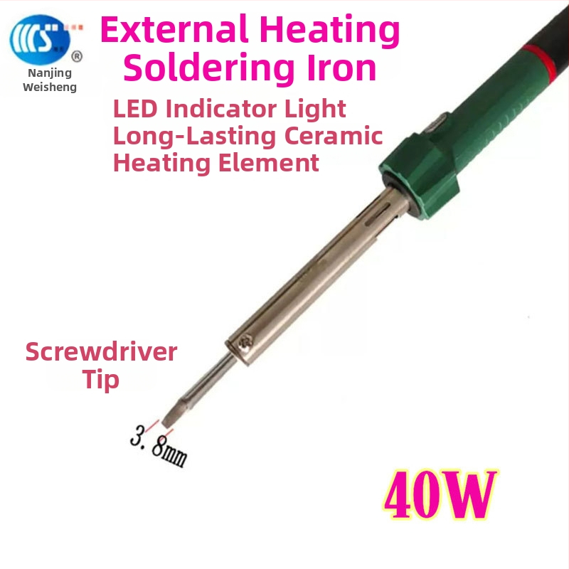 Mājās lietojams lodēšanas instruments 30-60W, 220V ar gumijas rokturi — lodēšanas pildspalva ar galiem: izliekts, taisns, plakans un potkovveidīgs (modelis WS-708)