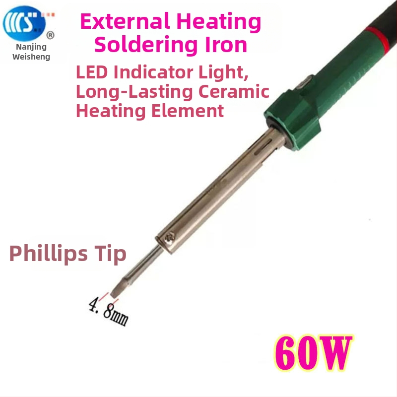 Mājās lietojams lodēšanas instruments 30-60W, 220V ar gumijas rokturi — lodēšanas pildspalva ar galiem: izliekts, taisns, plakans un potkovveidīgs (modelis WS-708)