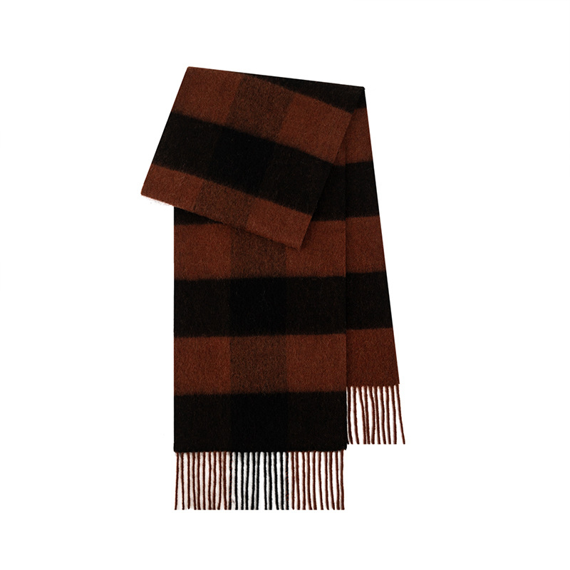 100% вълнен шал, удължен модел, пухкава каре шарка, warp-knit тъкане, топъл за зимата
