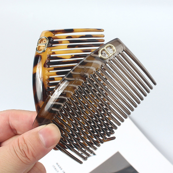 Гребен за коса с 23 зъба, У-образен дизайн, етно стил, пластмасово/смолено изделие, антихлъзгащ захват
