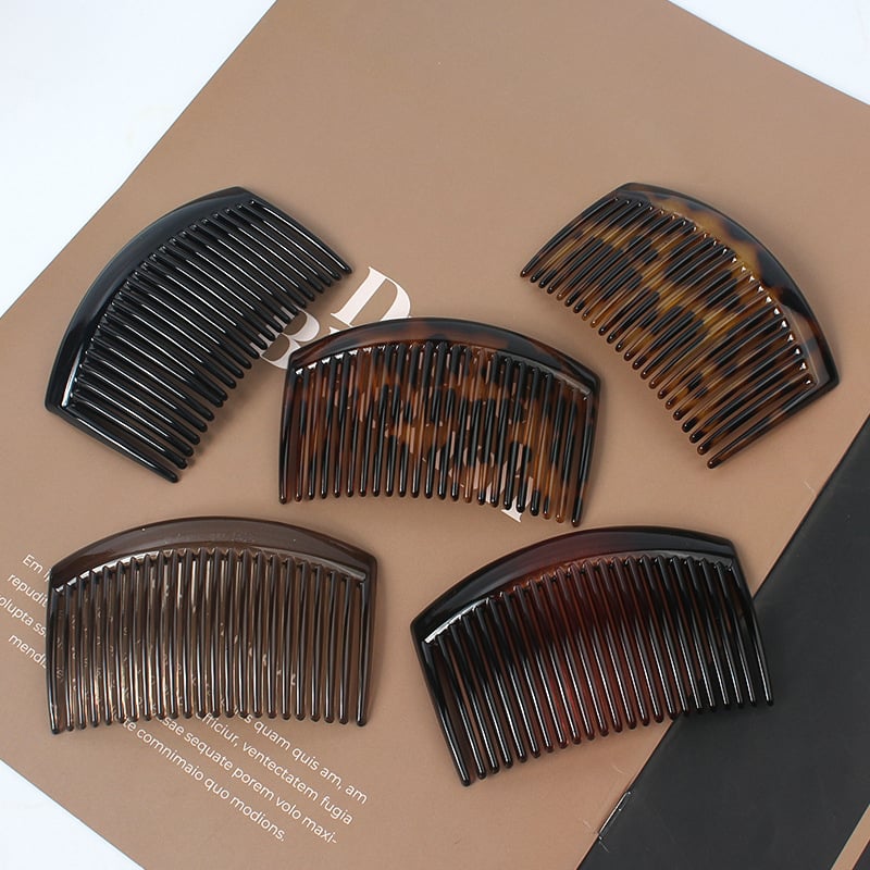 Гребен за коса с 23 зъба, У-образен дизайн, етно стил, пластмасово/смолено изделие, антихлъзгащ захват