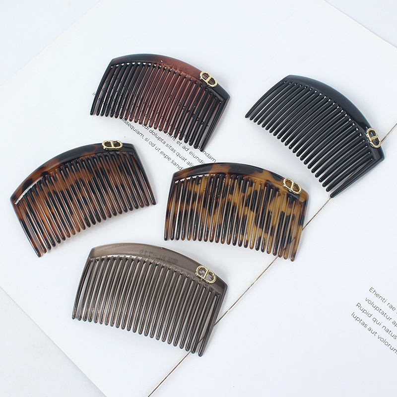 Гребен за коса с 23 зъба, У-образен дизайн, етно стил, пластмасово/смолено изделие, антихлъзгащ захват