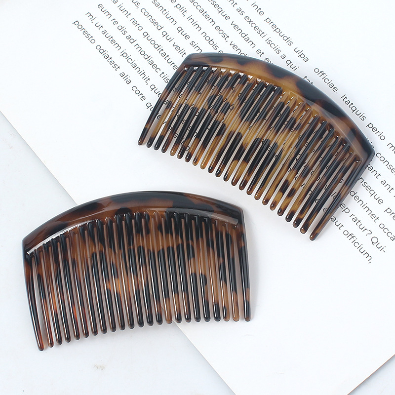 Гребен за коса с 23 зъба, У-образен дизайн, етно стил, пластмасово/смолено изделие, антихлъзгащ захват