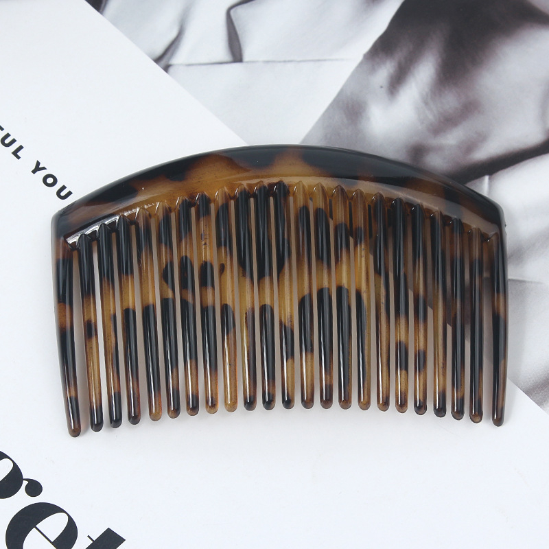 Гребен за коса с 23 зъба, У-образен дизайн, етно стил, пластмасово/смолено изделие, антихлъзгащ захват