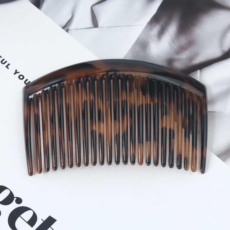 Гребен за коса с 23 зъба, У-образен дизайн, етно стил, пластмасово/смолено изделие, антихлъзгащ захват
