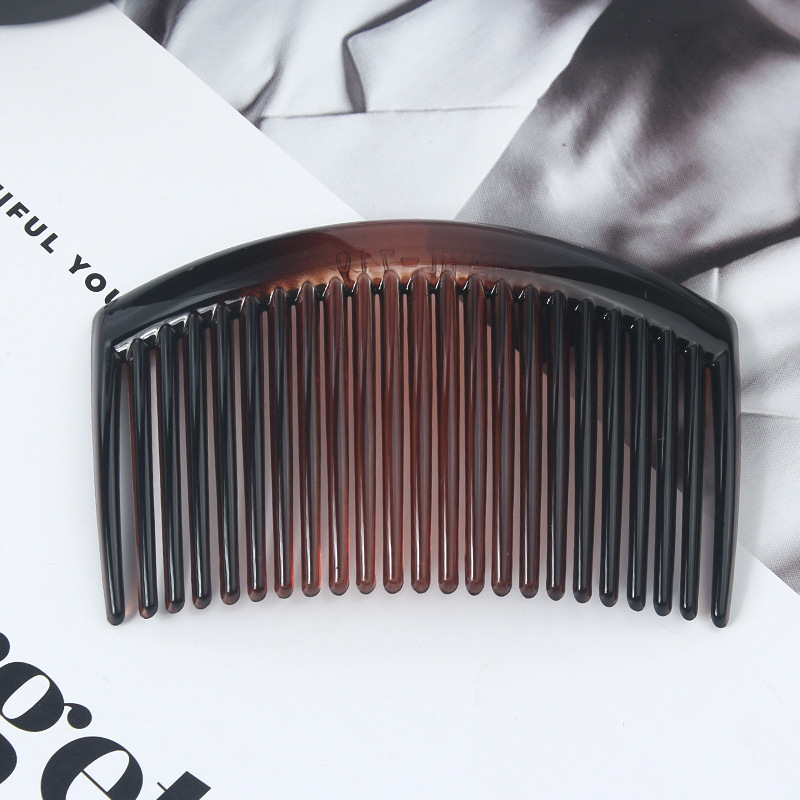 Гребен за коса с 23 зъба, У-образен дизайн, етно стил, пластмасово/смолено изделие, антихлъзгащ захват