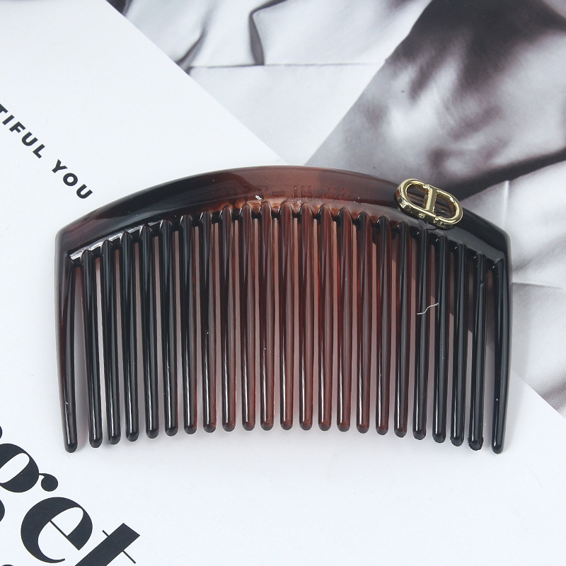 Гребен за коса с 23 зъба, У-образен дизайн, етно стил, пластмасово/смолено изделие, антихлъзгащ захват