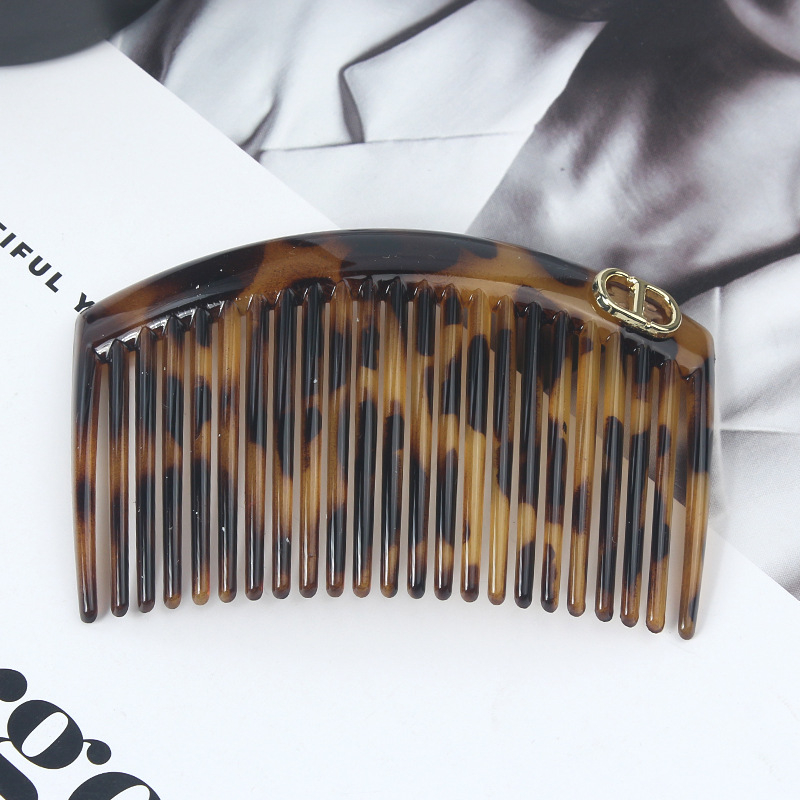 Гребен за коса с 23 зъба, У-образен дизайн, етно стил, пластмасово/смолено изделие, антихлъзгащ захват