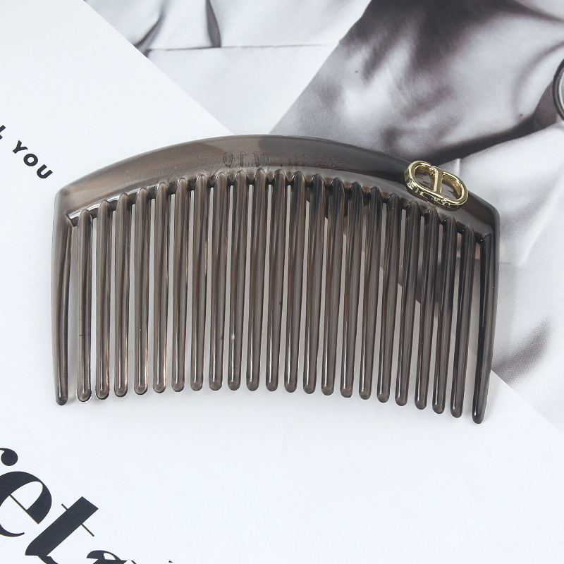 Гребен за коса с 23 зъба, У-образен дизайн, етно стил, пластмасово/смолено изделие, антихлъзгащ захват