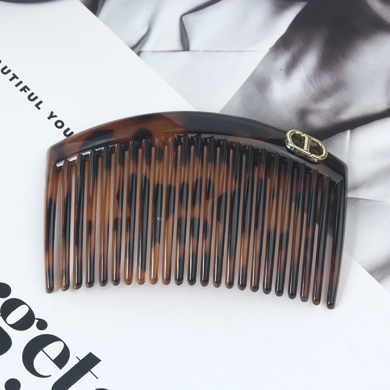 Гребен за коса с 23 зъба, У-образен дизайн, етно стил, пластмасово/смолено изделие, антихлъзгащ захват