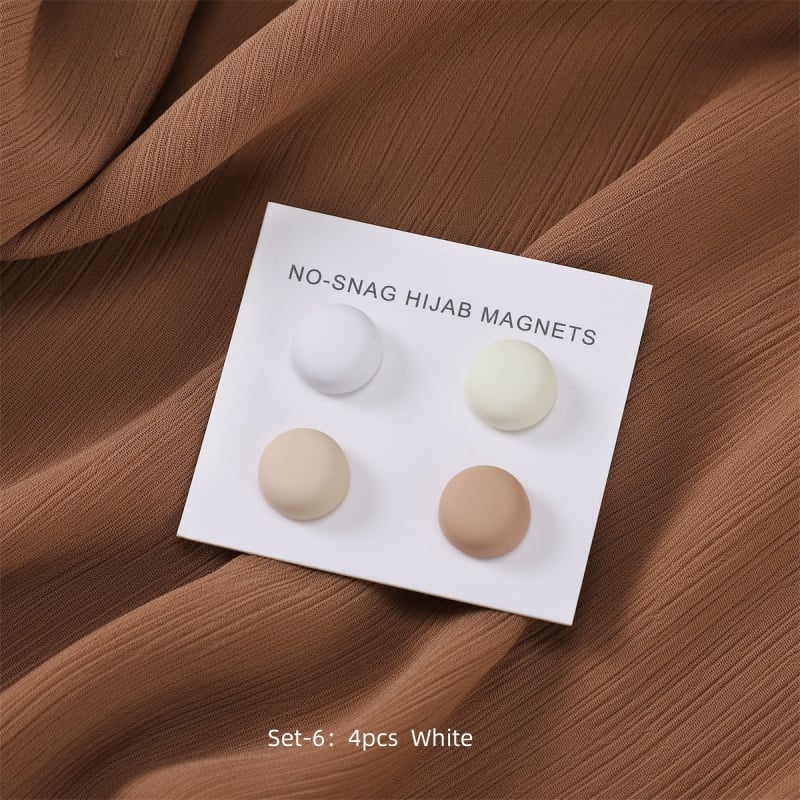 Apaļā magnētiskā šalles sprādze – sakausējums, vienkāršs sieviešu stils, lakota virsma, četru gabalu komplekts