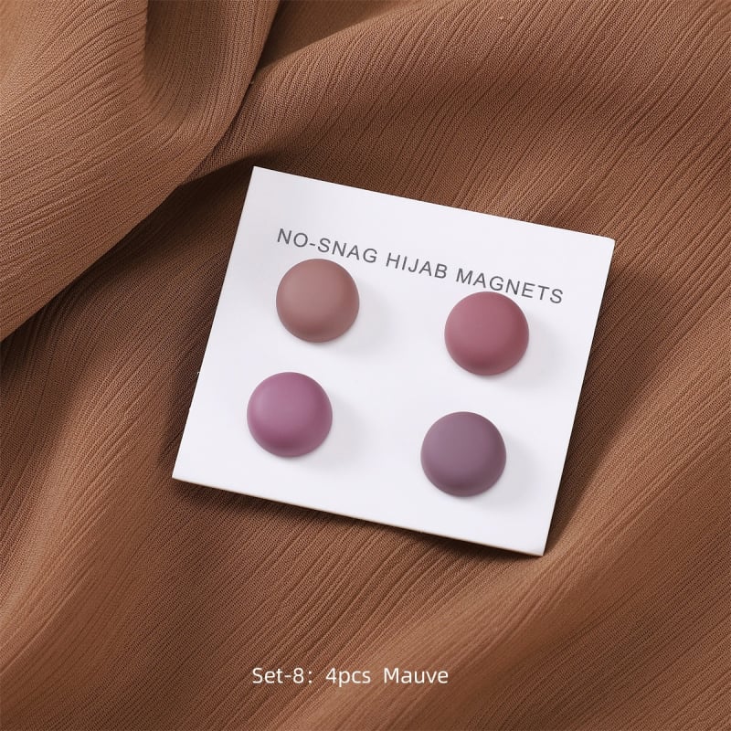 Apaļā magnētiskā šalles sprādze – sakausējums, vienkāršs sieviešu stils, lakota virsma, četru gabalu komplekts