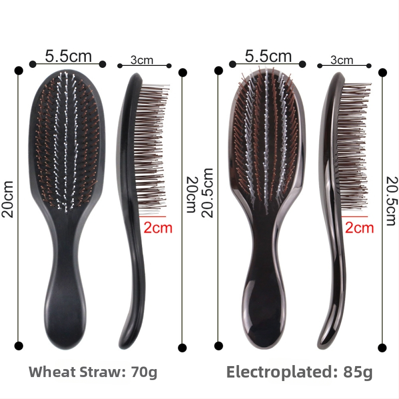 Matu ķemme ar elektroplatētajiem zobiem (augstiem un zemiem), galvas ādas masāža, mitra/sausa stilizēšana - ABS, Juejiang Beauty