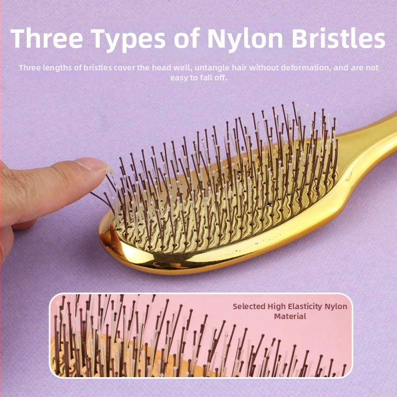 Matu ķemme ar elektroplatētajiem zobiem (augstiem un zemiem), galvas ādas masāža, mitra/sausa stilizēšana - ABS, Juejiang Beauty