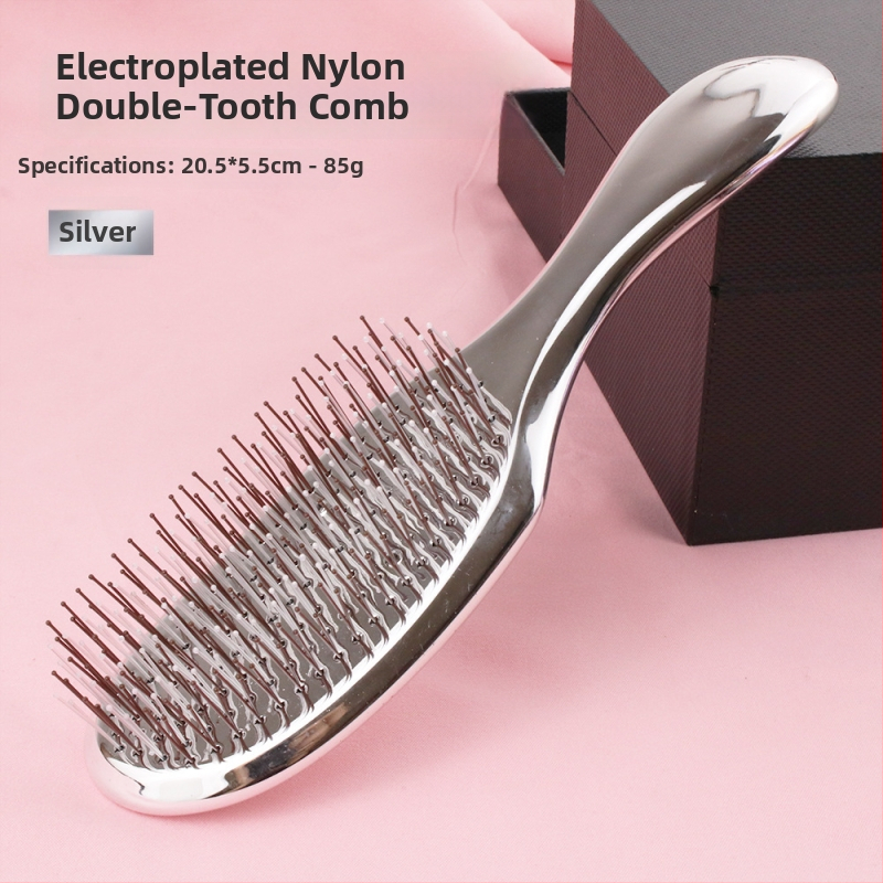 Matu ķemme ar elektroplatētajiem zobiem (augstiem un zemiem), galvas ādas masāža, mitra/sausa stilizēšana - ABS, Juejiang Beauty