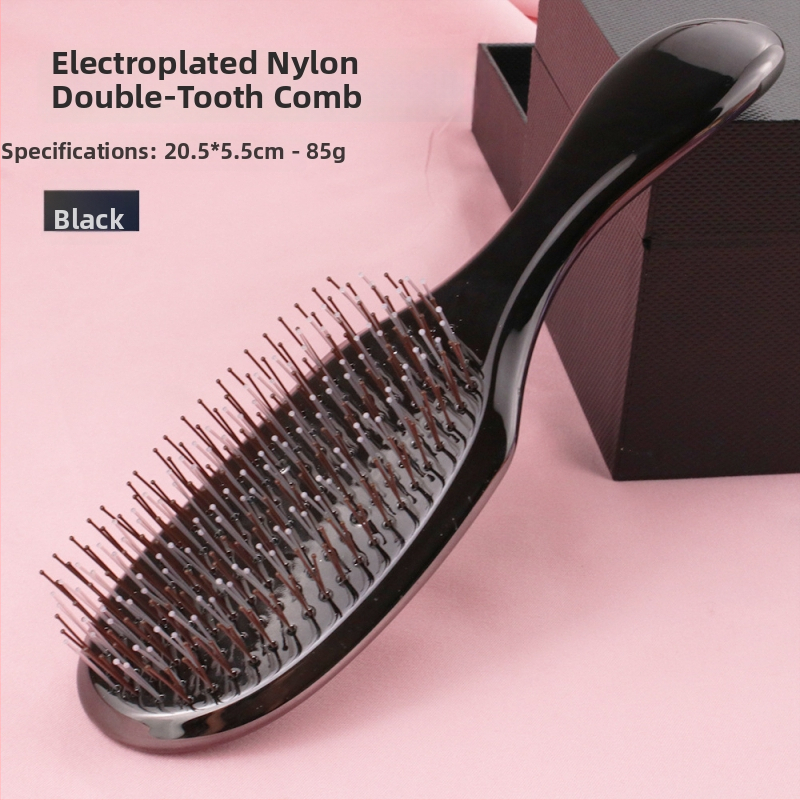 Matu ķemme ar elektroplatētajiem zobiem (augstiem un zemiem), galvas ādas masāža, mitra/sausa stilizēšana - ABS, Juejiang Beauty