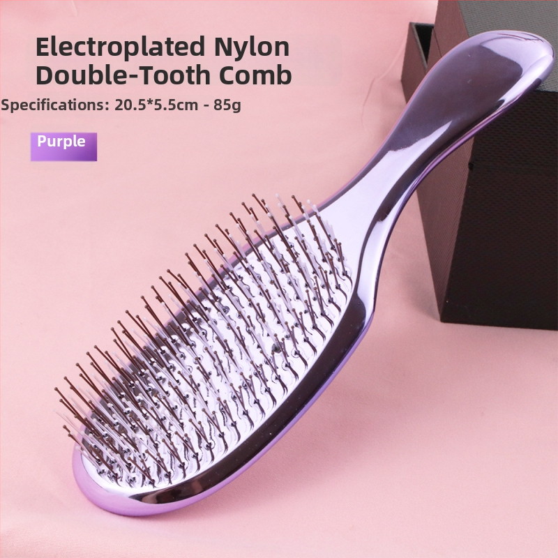 Matu ķemme ar elektroplatētajiem zobiem (augstiem un zemiem), galvas ādas masāža, mitra/sausa stilizēšana - ABS, Juejiang Beauty