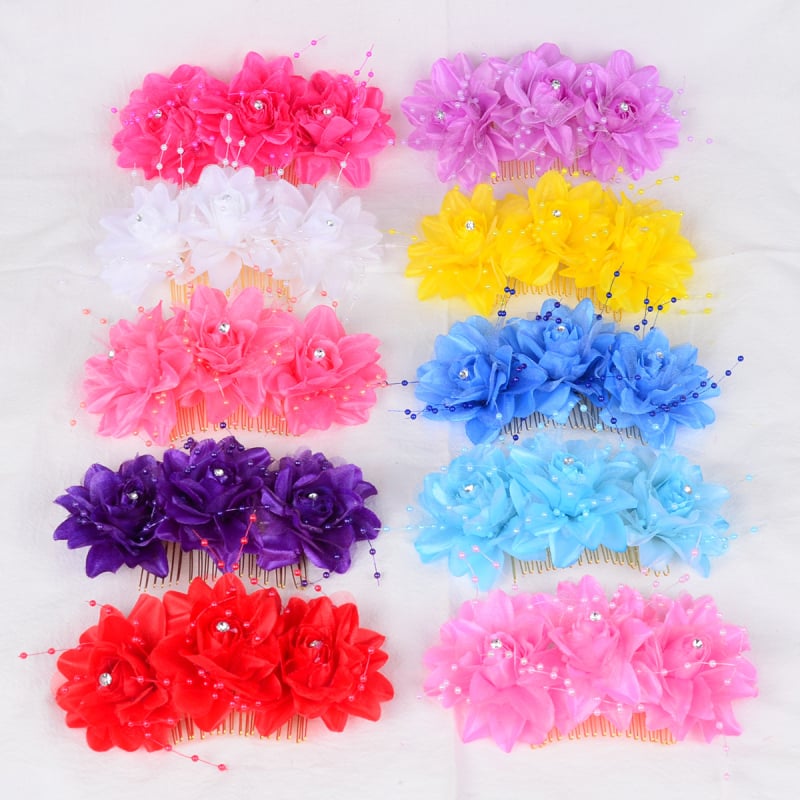 Vjenčani češalj za kosu s dizajnom cvijeta, ručno izrađeno, rhinestone kristali (Materijal: tkanina, legura, rhinestones; Stil: Fashion OL, žene; Ukras: cvijeće; Postupak: ručna izrada; Vrsta kristala: rhinestone)