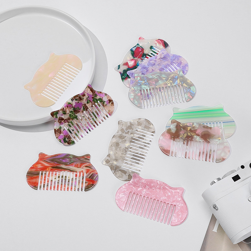 Гребен за коса, PVC материал, естествен стил за жени, геометричен дизайн, ръчна изработка