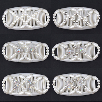 Pärlitega kahe realine juuksehari, käsitsi valmistatud, plasthelmestega, materjal: plastmass/rezīns