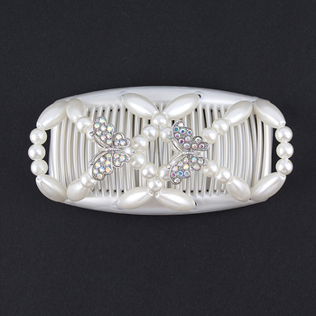 Pärlitega kahe realine juuksehari, käsitsi valmistatud, plasthelmestega, materjal: plastmass/rezīns