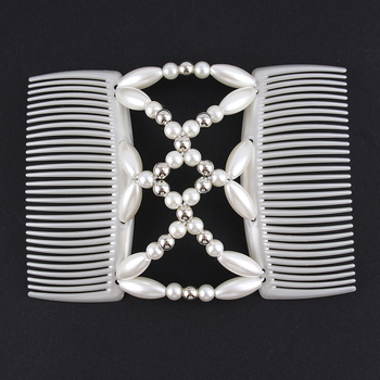 Pärlitega kahe realine juuksehari, käsitsi valmistatud, plasthelmestega, materjal: plastmass/rezīns