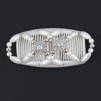 Pärlitega kahe realine juuksehari, käsitsi valmistatud, plasthelmestega, materjal: plastmass/rezīns