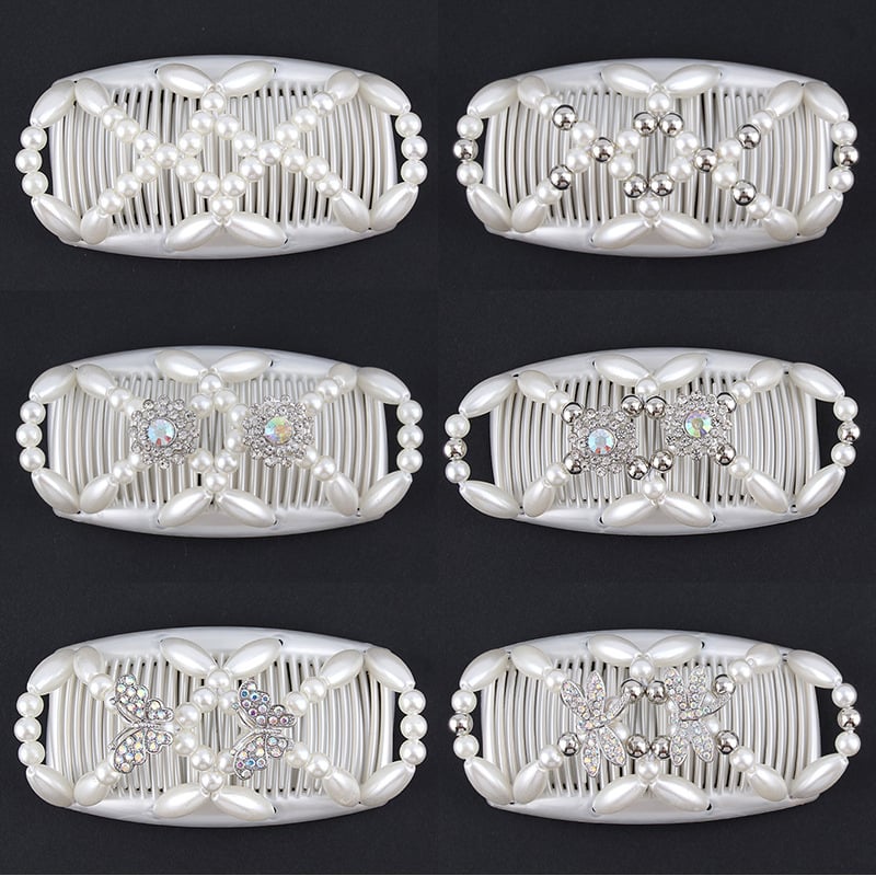 Pärlitega kahe realine juuksehari, käsitsi valmistatud, plasthelmestega, materjal: plastmass/rezīns