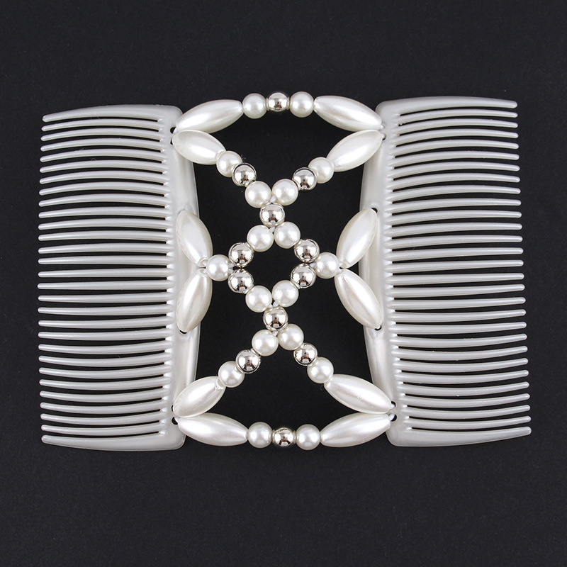 Pärlitega kahe realine juuksehari, käsitsi valmistatud, plasthelmestega, materjal: plastmass/rezīns