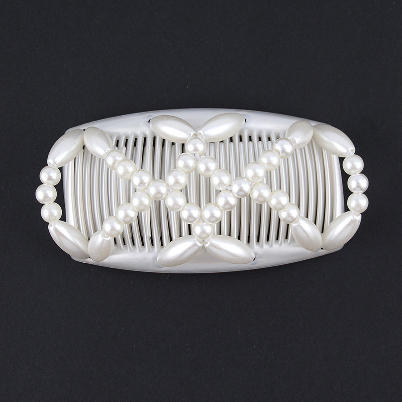 Pärlitega kahe realine juuksehari, käsitsi valmistatud, plasthelmestega, materjal: plastmass/rezīns