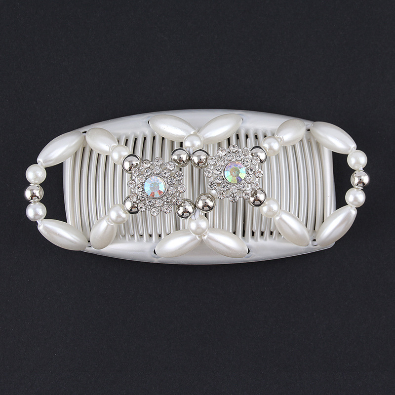 Pärlitega kahe realine juuksehari, käsitsi valmistatud, plasthelmestega, materjal: plastmass/rezīns