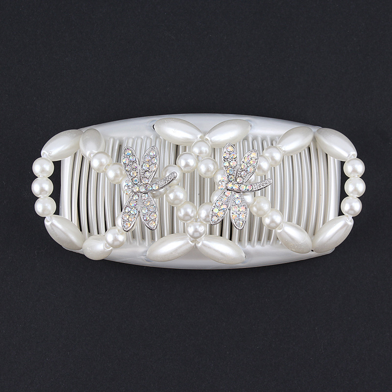 Pärlitega kahe realine juuksehari, käsitsi valmistatud, plasthelmestega, materjal: plastmass/rezīns