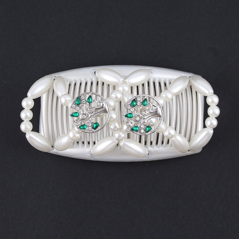 Pärlitega kahe realine juuksehari, käsitsi valmistatud, plasthelmestega, materjal: plastmass/rezīns