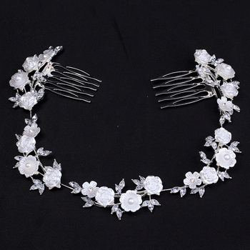 Elegantan kovinski dodatak za kosu u obliku cvijeta, s imitacijskim perlama i kristalima, dijamantno završetak, za kosu s cvijećem