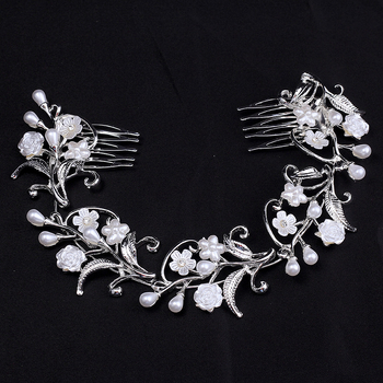 Elegantan kovinski dodatak za kosu u obliku cvijeta, s imitacijskim perlama i kristalima, dijamantno završetak, za kosu s cvijećem