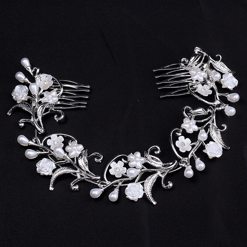 Elegantan kovinski dodatak za kosu u obliku cvijeta, s imitacijskim perlama i kristalima, dijamantno završetak, za kosu s cvijećem