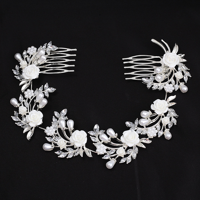 Elegantan kovinski dodatak za kosu u obliku cvijeta, s imitacijskim perlama i kristalima, dijamantno završetak, za kosu s cvijećem