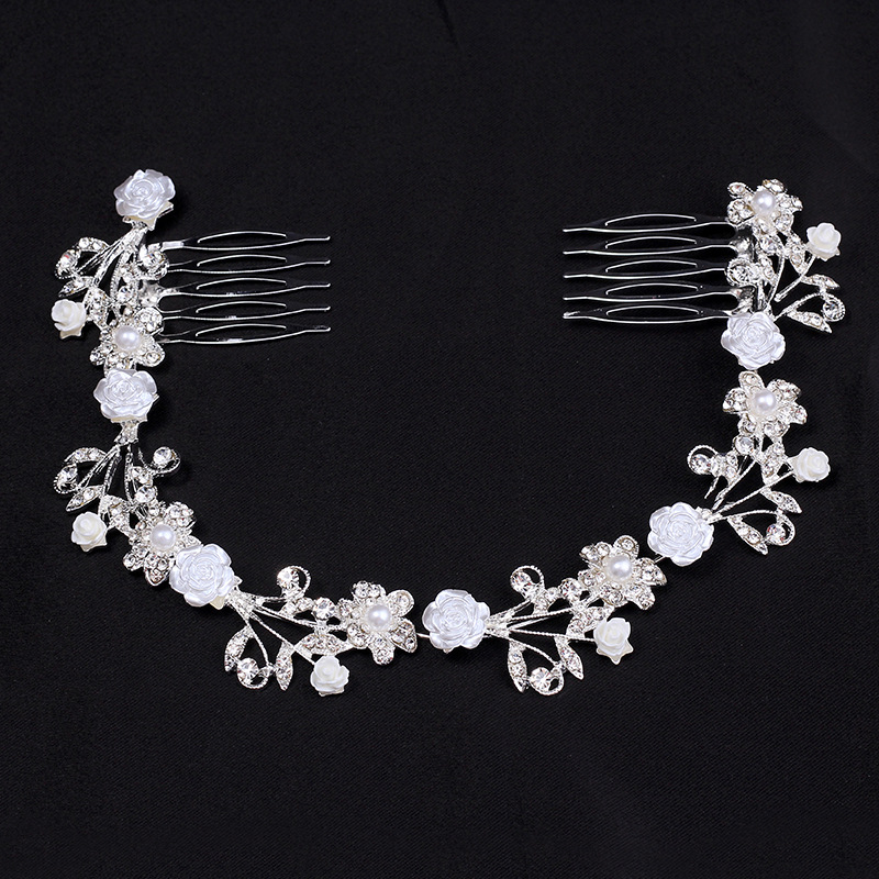 Elegantan kovinski dodatak za kosu u obliku cvijeta, s imitacijskim perlama i kristalima, dijamantno završetak, za kosu s cvijećem