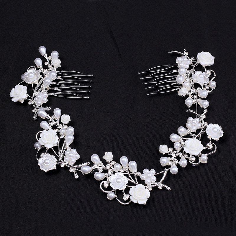 Elegantan kovinski dodatak za kosu u obliku cvijeta, s imitacijskim perlama i kristalima, dijamantno završetak, za kosu s cvijećem