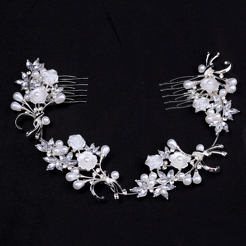Elegantan kovinski dodatak za kosu u obliku cvijeta, s imitacijskim perlama i kristalima, dijamantno završetak, za kosu s cvijećem