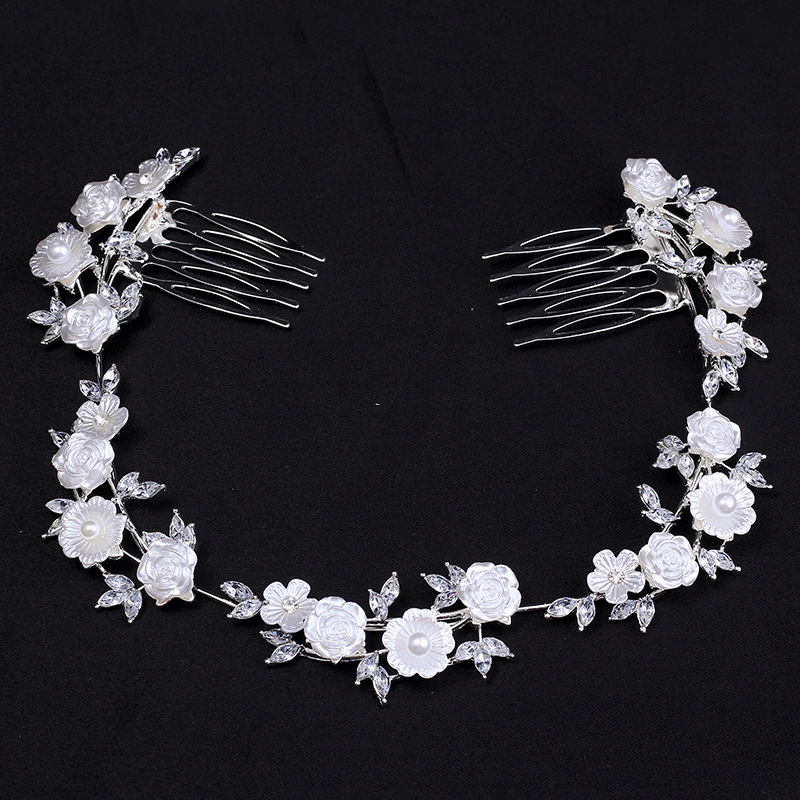 Elegantan kovinski dodatak za kosu u obliku cvijeta, s imitacijskim perlama i kristalima, dijamantno završetak, za kosu s cvijećem