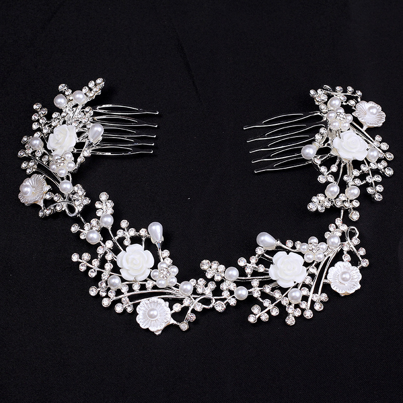 Elegantan kovinski dodatak za kosu u obliku cvijeta, s imitacijskim perlama i kristalima, dijamantno završetak, za kosu s cvijećem