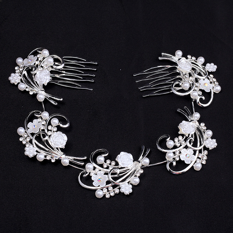 Elegantan kovinski dodatak za kosu u obliku cvijeta, s imitacijskim perlama i kristalima, dijamantno završetak, za kosu s cvijećem