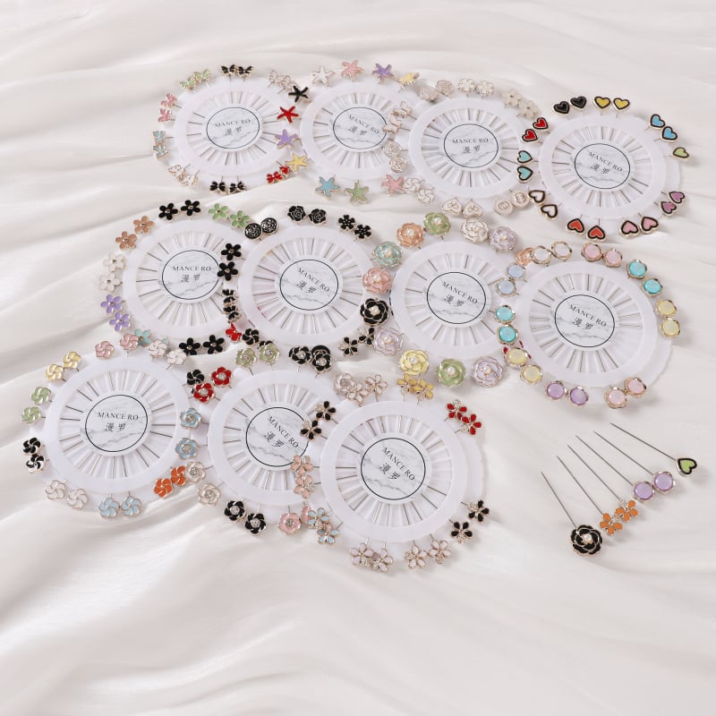 Ziedu brošs sievietēm no sakausējuma, ziedu motīvs, elektroplatēta, japāņu-korejiešu stils