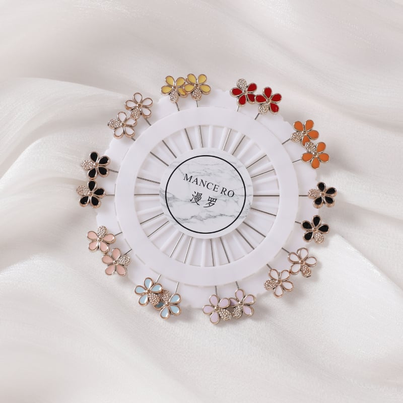 Ziedu brošs sievietēm no sakausējuma, ziedu motīvs, elektroplatēta, japāņu-korejiešu stils