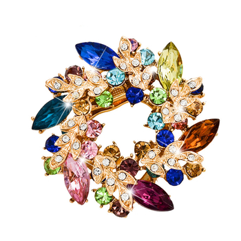 Broš s cvjetnim oblikom od legure, kopča za šal, dijamantno ugrađena, Dream Color marka, za žene, stil laganog luksuza