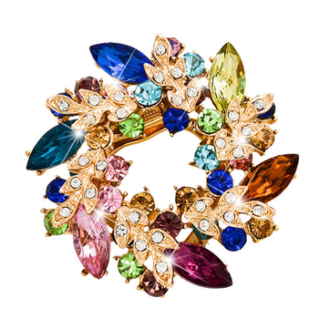Broš s cvjetnim oblikom od legure, kopča za šal, dijamantno ugrađena, Dream Color marka, za žene, stil laganog luksuza