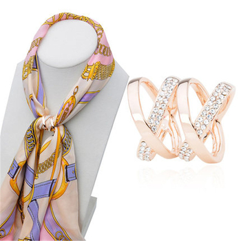 Šalles sprādze no zīda – tukša ģeometriska dubultā caurule, sakausējums, Japānas-Korejas stils, diamantmozaīka, elektroplatinga apdare, unisex