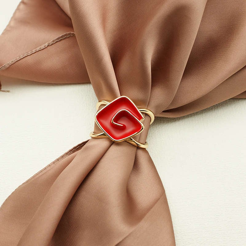 Šalles sprādze no zīda – tukša ģeometriska dubultā caurule, sakausējums, Japānas-Korejas stils, diamantmozaīka, elektroplatinga apdare, unisex